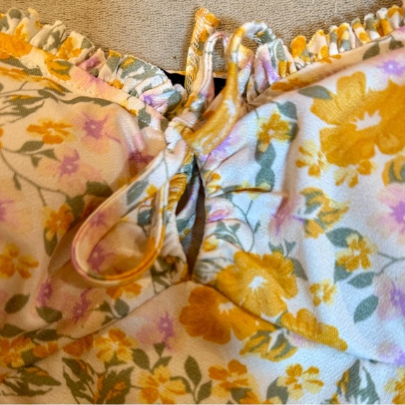 Derek Heart Floral Yellow &White Women Corset style Top ladies size L 2 for $30 - Picture 7 of 9